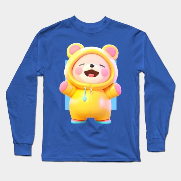 AKBLM - HAPPY CHIBI チビ KUMA WANTS HUGS | KAWAII 3D ANIME MASCOT Long Sleeve T-Shirt by AKBLM